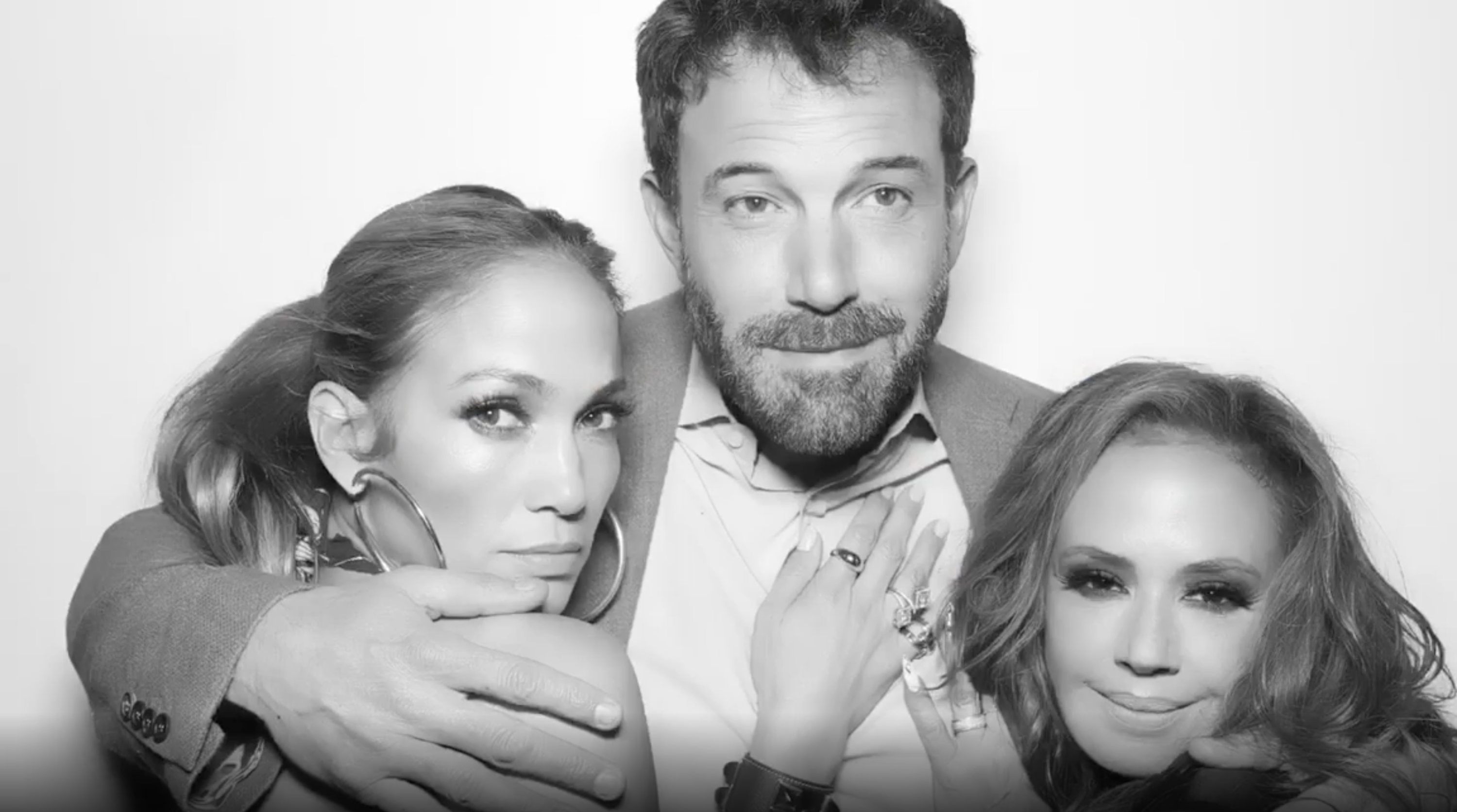 Jennifer Lopez, Ben Affleck, and Leah Remini pose together in a photo booth