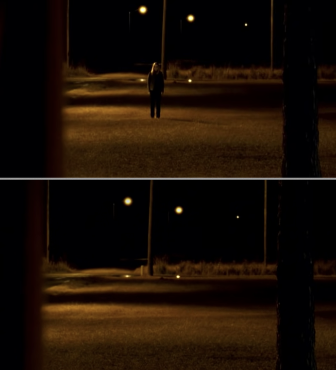 A person standing outside and then disappearing