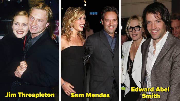 Kate Winslet with two-former husbands and her current husband