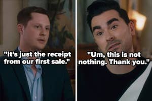 Patrick: "It's just the receipt from our first sale," David: "Um this is not nothing, thank you"
