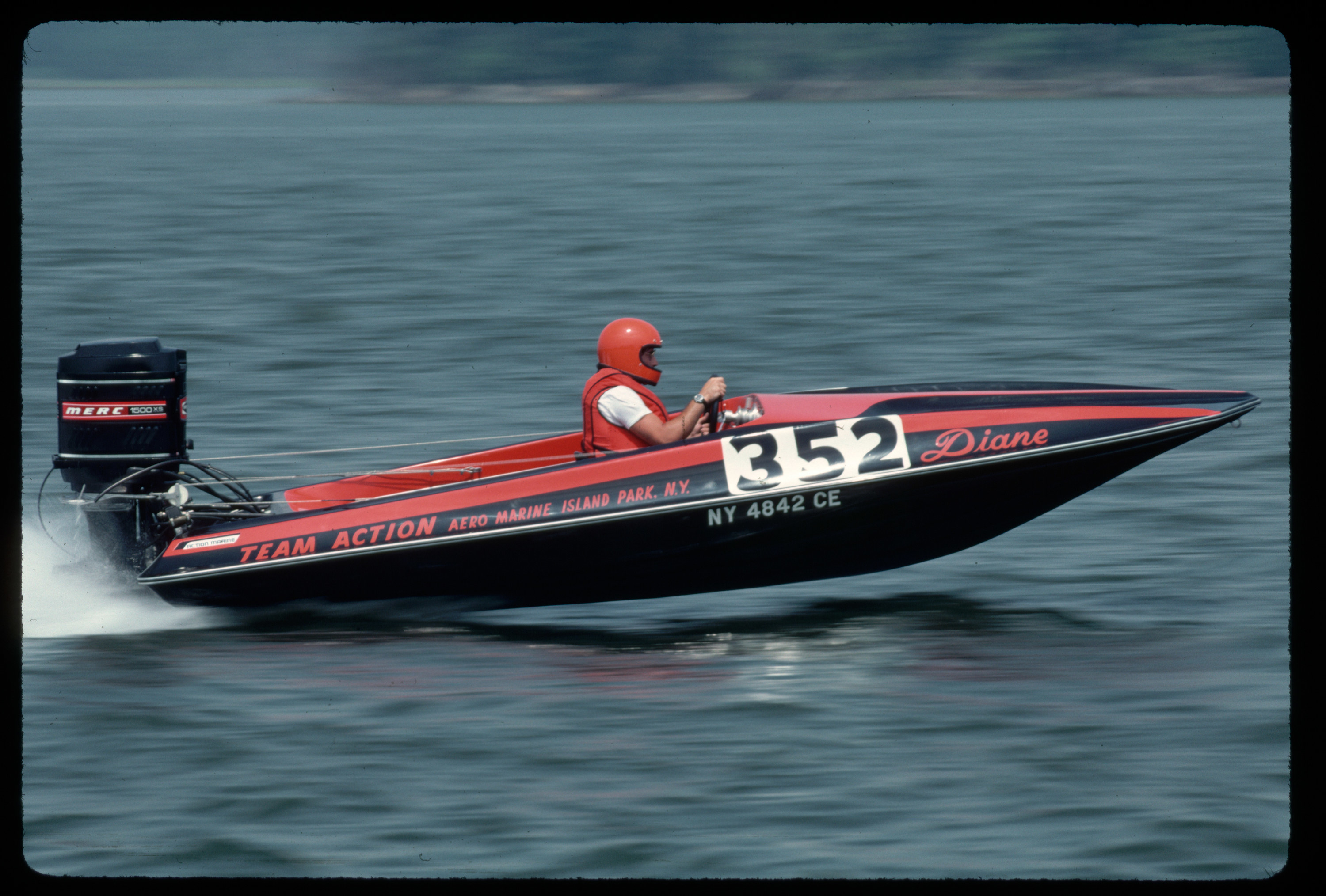 Man racing on a motor-boat