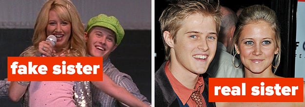 On the left is Lucas Grabeel's movie sister. On the right is his real sister