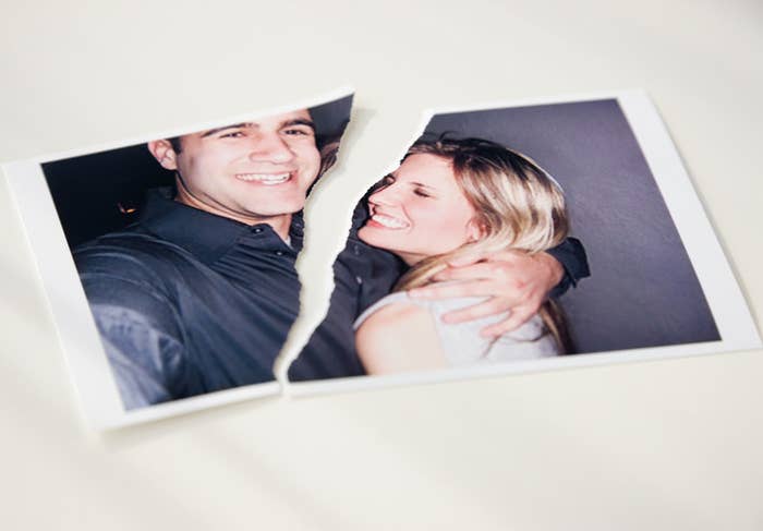 Picture of a couple ripped in half