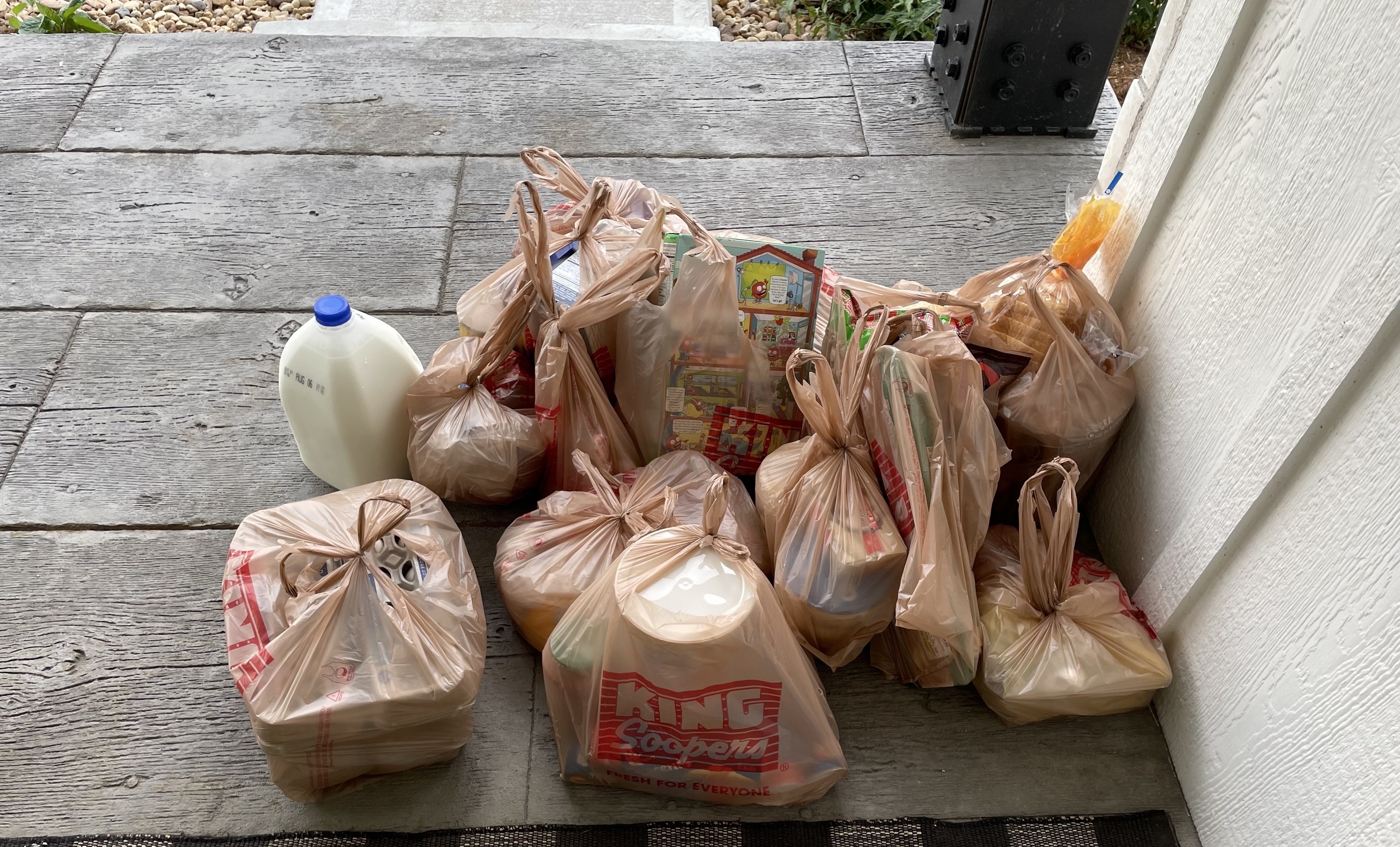 Groceries delivered to the front porch