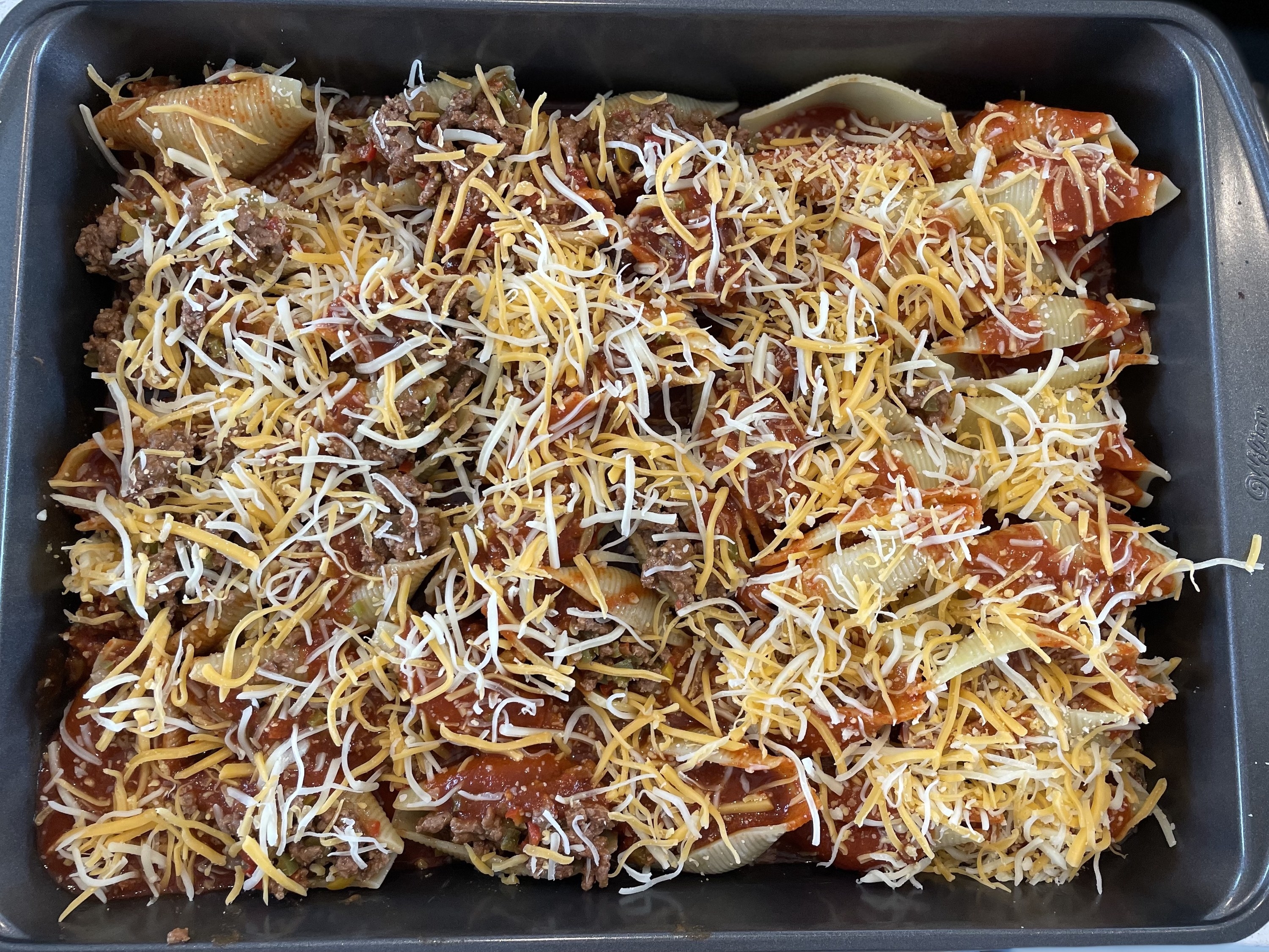 Stuffed shells prior to going into the oven
