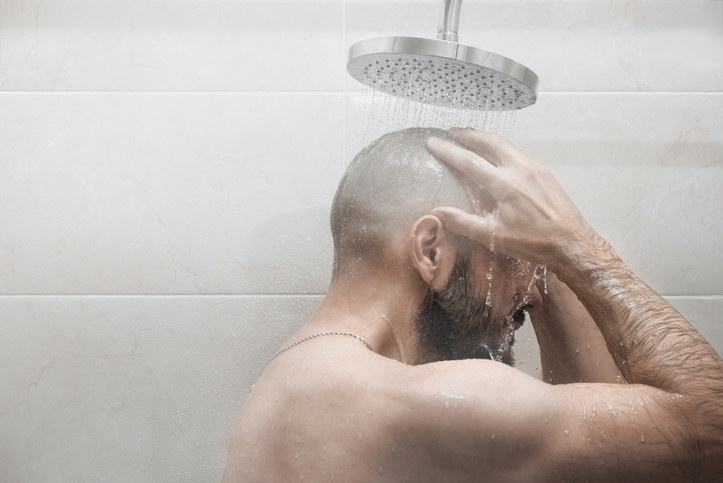 A person taking a shower