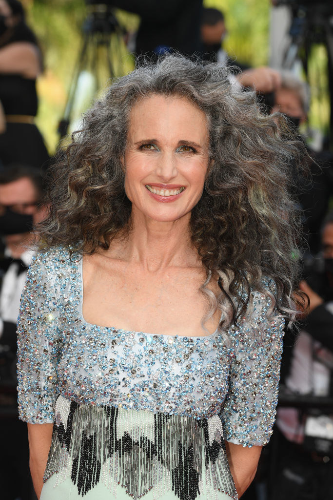 Andie MacDowell attends the &quot;Annette&quot; screening and opening ceremony during the 74th annual Cannes Film Festival