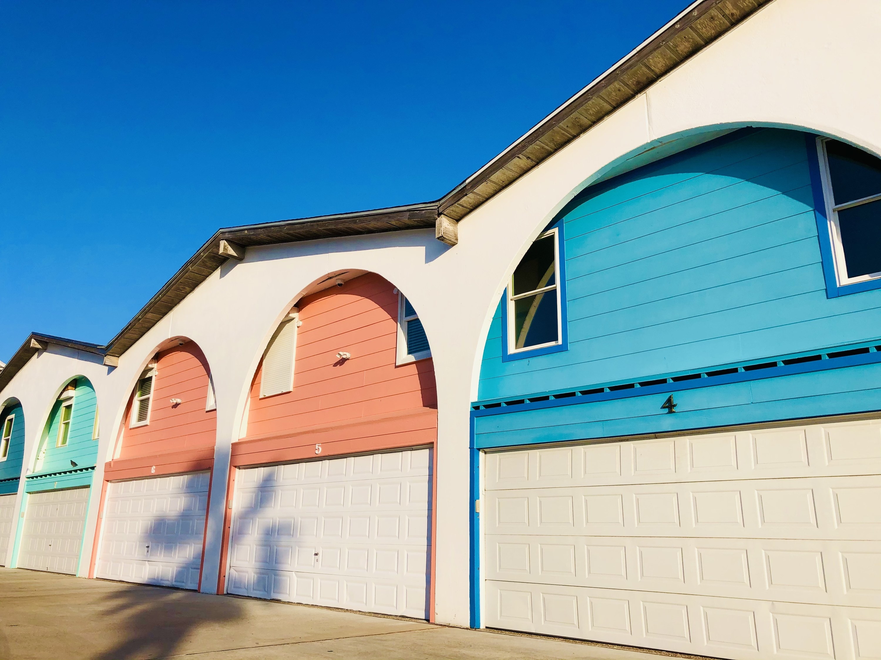 Pastel exteriors of houses in Port Aransas