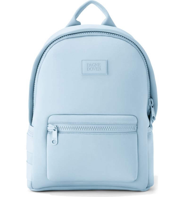 Dagne Dover light blue backpack with zipper compartment in front