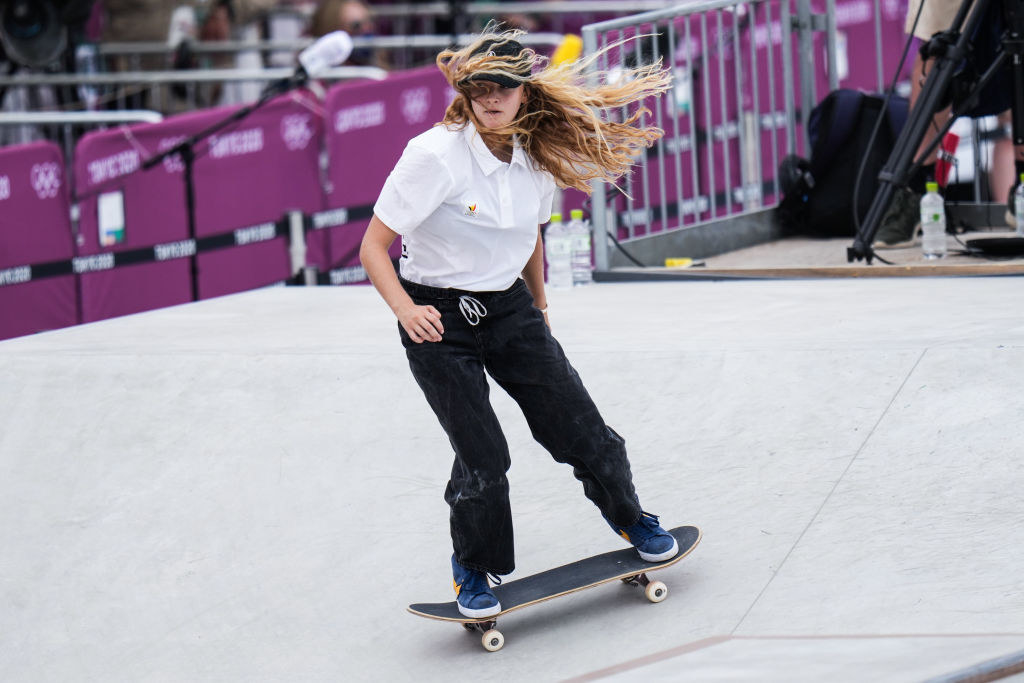 Lore Bruggeman of Belgium competes during the Women&#x27;s Street preliminary round on day three of the Tokyo 2020 Olympic Games