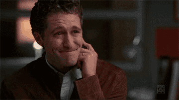 Mr Schue crying on the phone