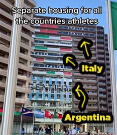The outside of the apartments for Argentina and Italy