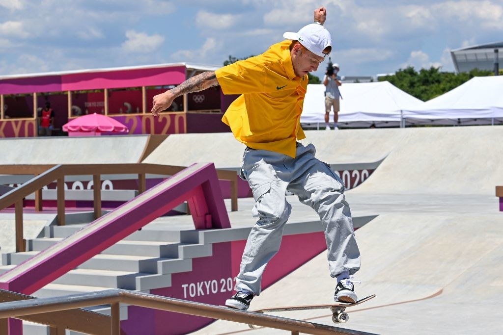 Brazil&#x27;s Giovanni Vianna competes in the men&#x27;s street prelims heat 4 during the Tokyo 2020 Olympic Games at Ariake Sports Park Skateboarding in Tokyo