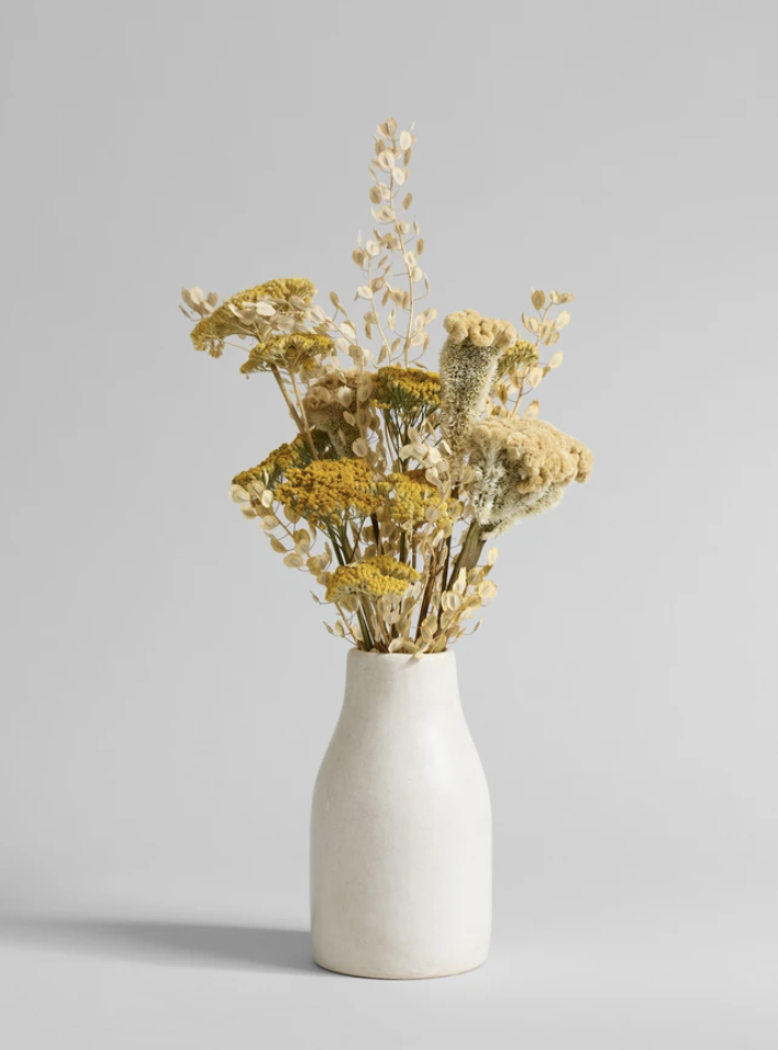 the desert bouquet with dried yellow flowers and stems
