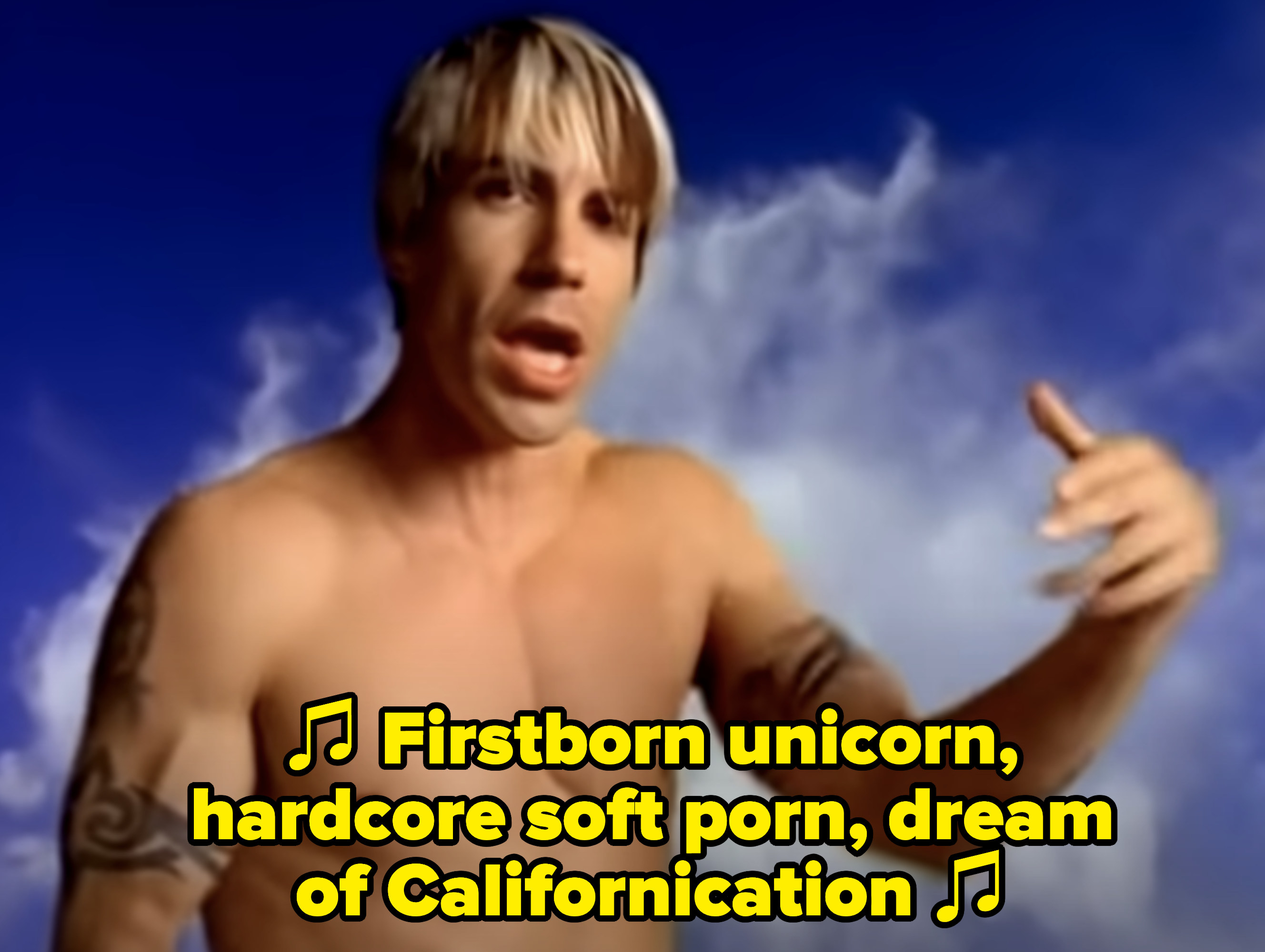 Red Hot Chili Peppers singing: &quot;Firstborn unicorn, hardcore soft porn, dream of Californication&quot;