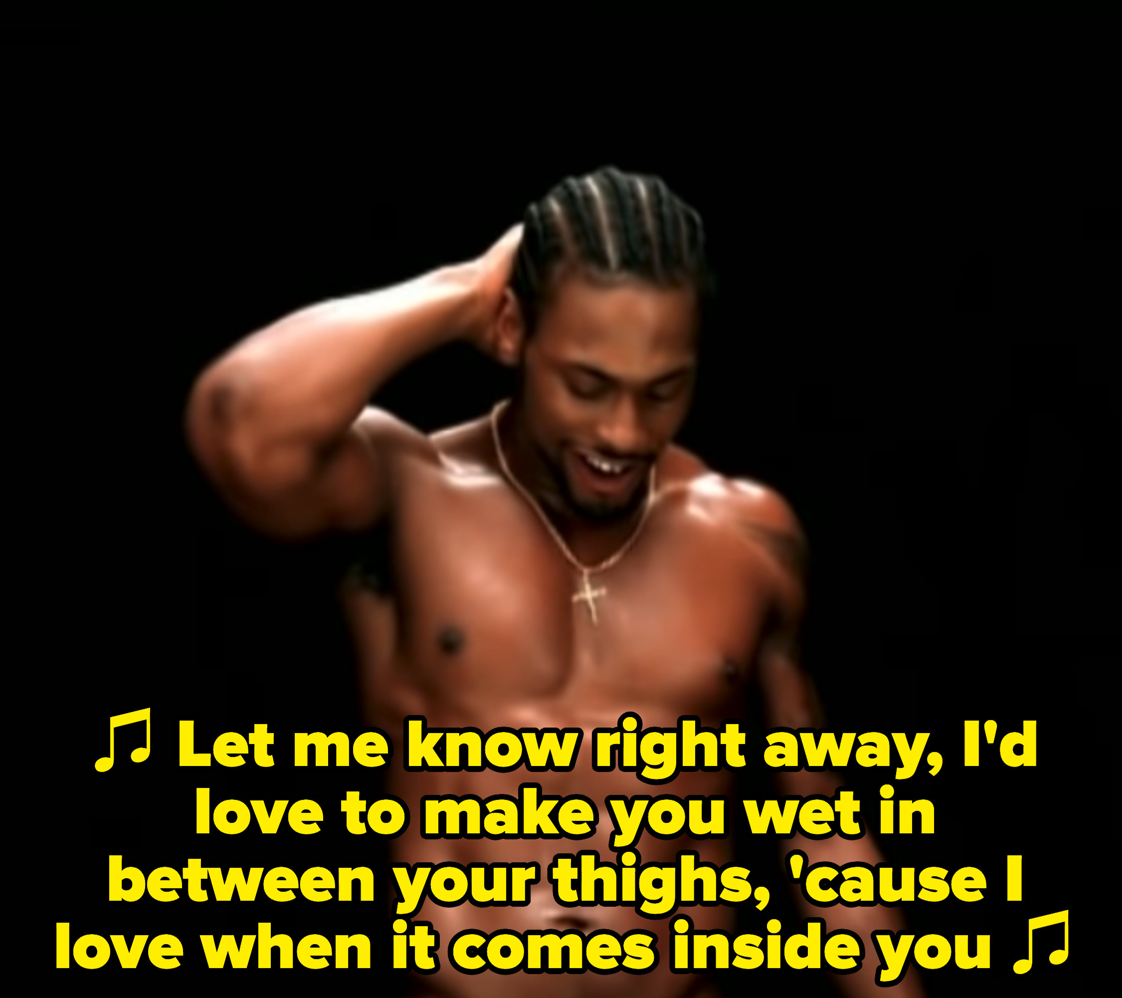 D&#x27;Angelo singing: &quot;Let me know right away, I&#x27;d love to make you wet in between your thighs, &#x27;cause I love when it comes inside you&quot;