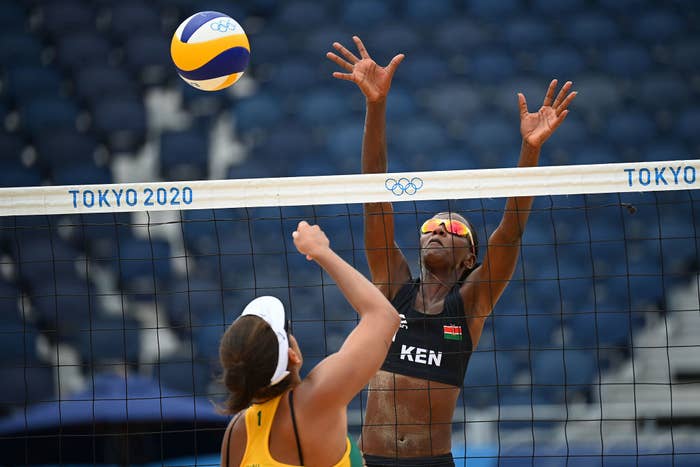 A beach volleyball match during the Tokyo Olympics