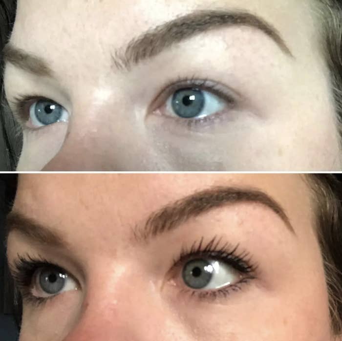 reviewer before and after using mascara