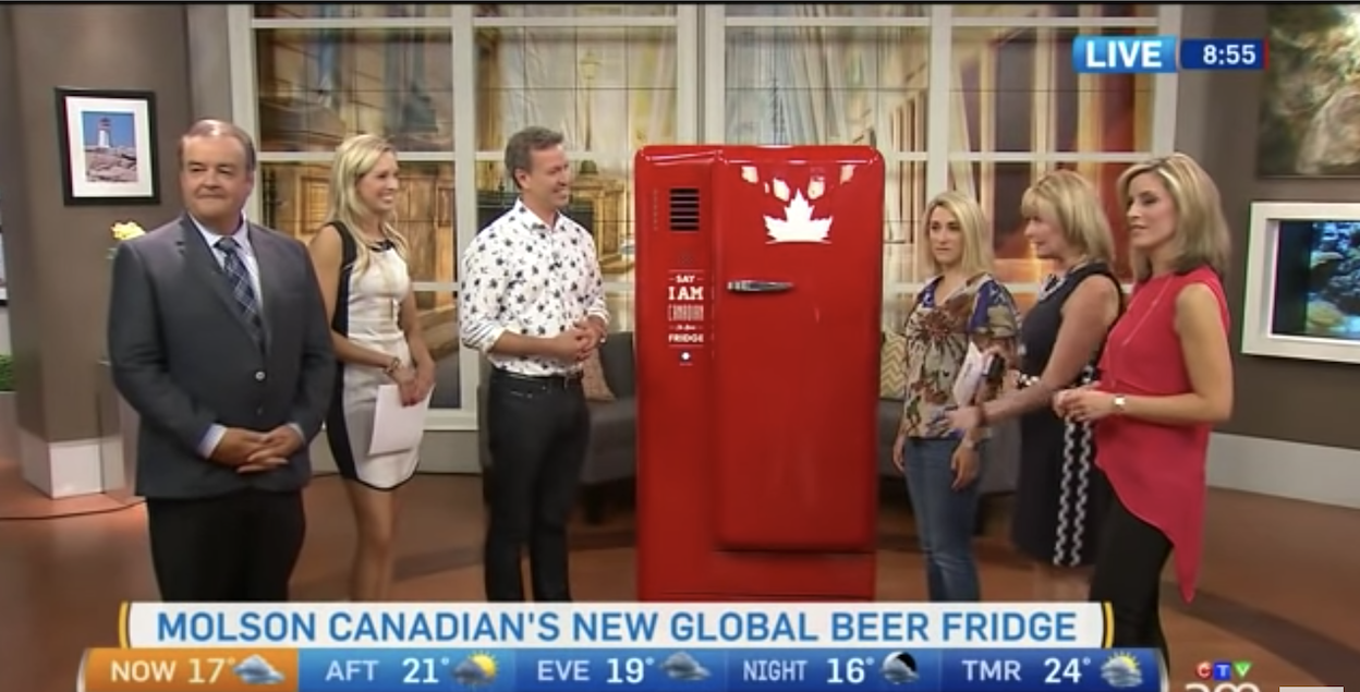 A morning show attempts to open the beer fridge