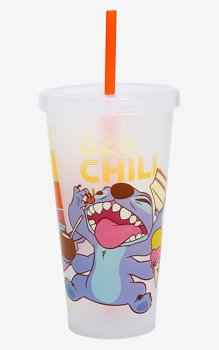 Disney Stitch Ohana Plastic Tumbler with Lid and Straw 32 oz Cup