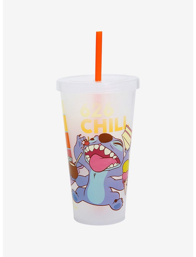 Disney Stitch Ohana Plastic Tumbler with Lid and Straw 32 oz Cup