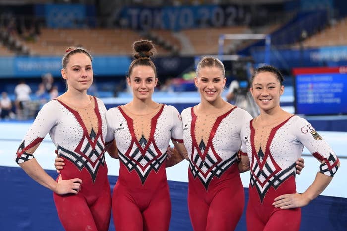 L-R: Germany&#x27;s Sarah Voss and Paulina Schäfer, Elisabeth Seitz and Kim Bui