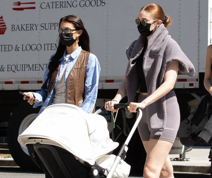 Gigi and Bella push Khai&#x27;s stroller through New York City