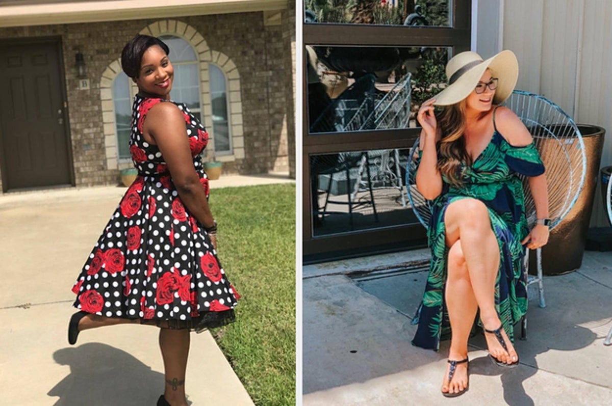 Women Plus Size Casual Print Dress Lace Round Flattering Dresses for Curvy  Women