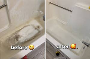 before and after of scum in tub 