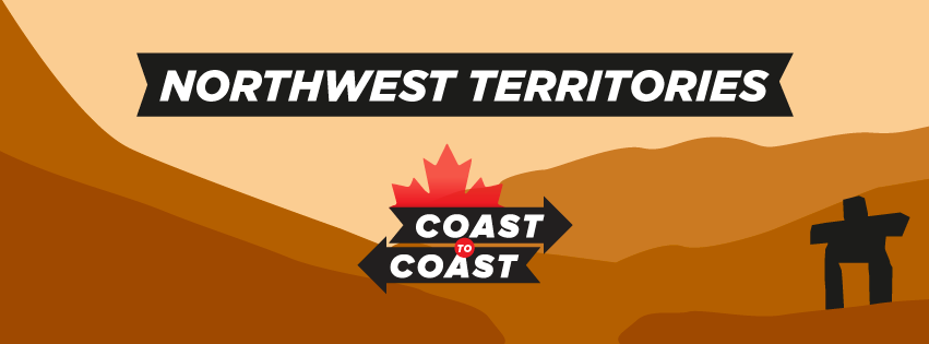 A Banner that says &quot;Northwest Territories&quot; with mountains and an inuksuk