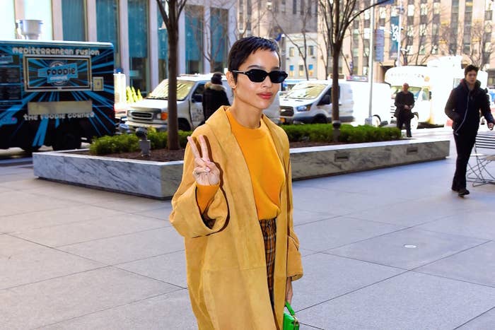 Zoë Kravitz is photographed walking outside in New York City