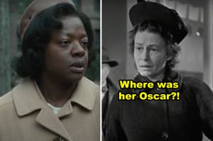 Side-by-side of Viola Davis in "Doubt" and Thelma Ritter in "Miracle on 34th Street"