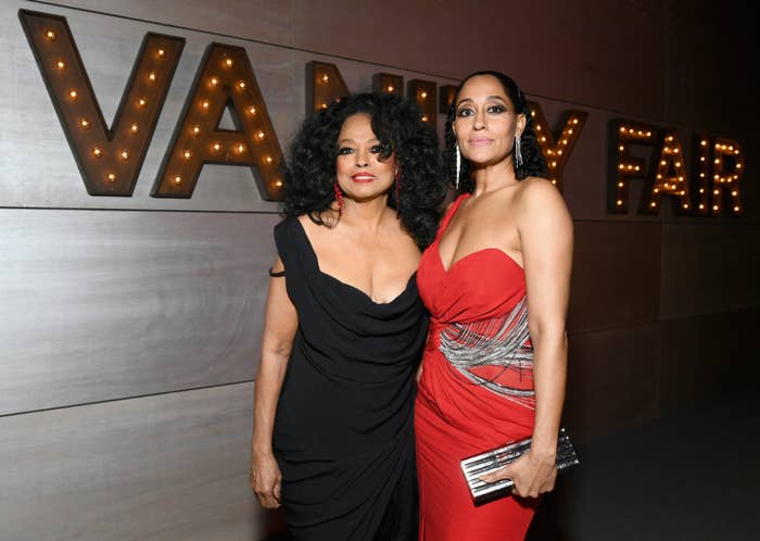 Diana Ross and Tracee Ellis Ross are photographed together at the 2019 Vanity Fair Oscar Party