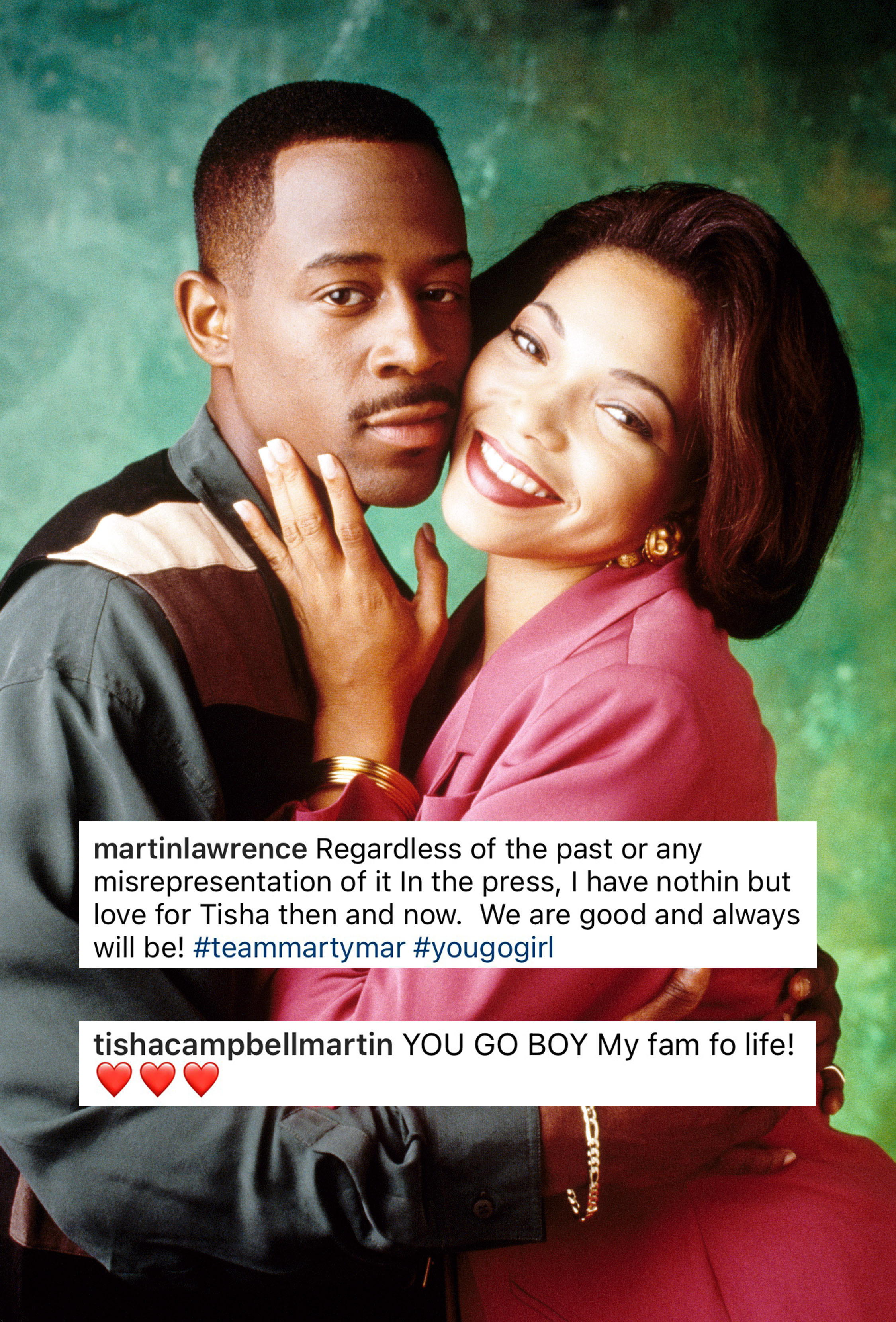 Martin and Tisha from &quot;Martin&quot; with recent comments about each other made on Instagram