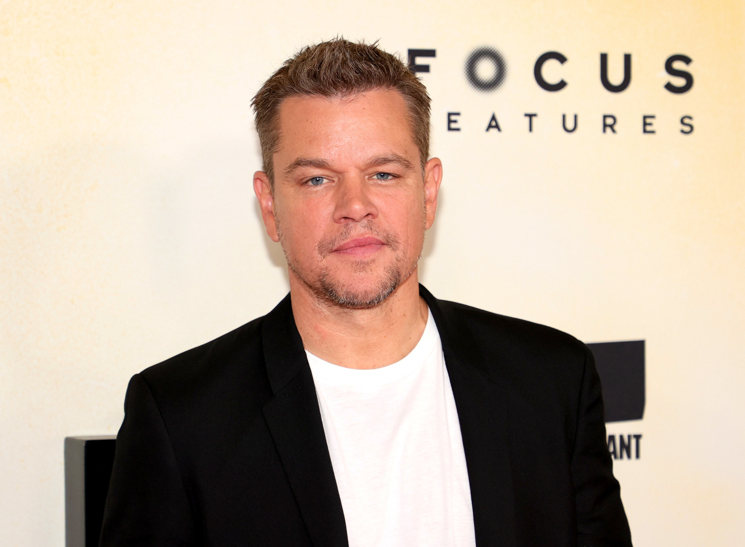 Matt Damon is photographed at a movie premiere
