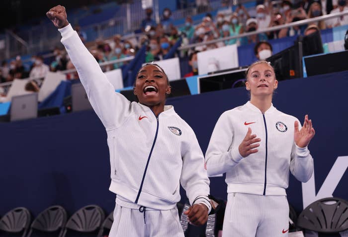 Simone cheering on a teammate