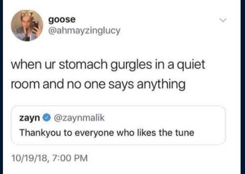 comment about stomach gurgling in a quiet room