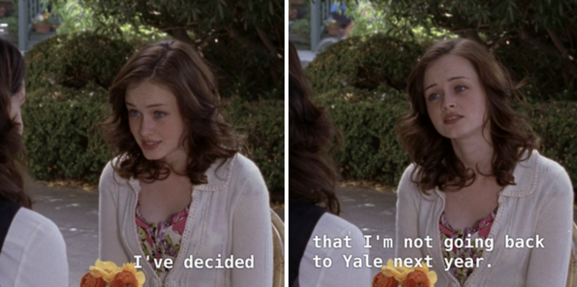 Rory telling Lorelai that she is dropping out of Yale