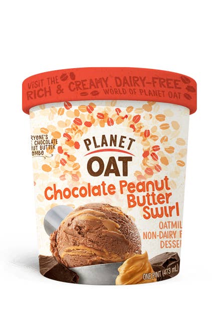 Pint of Planet Oat Chocolate Peanut Butter Swirl frozen dessert