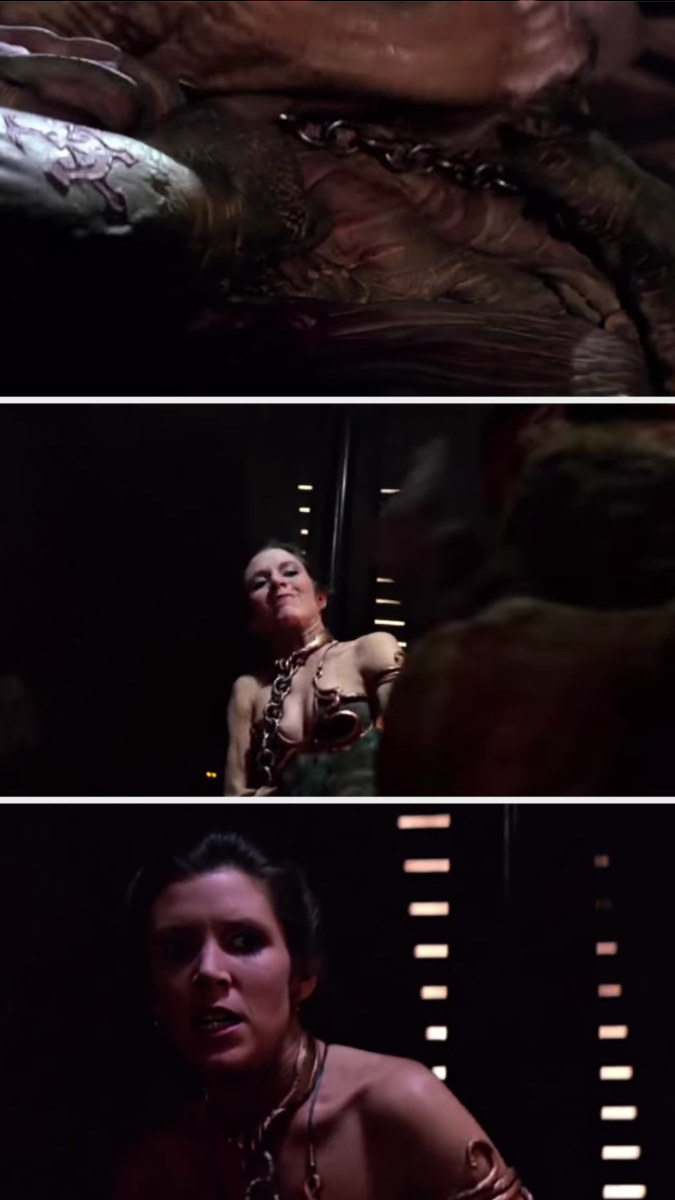 Leia strangles Jabba with her chain