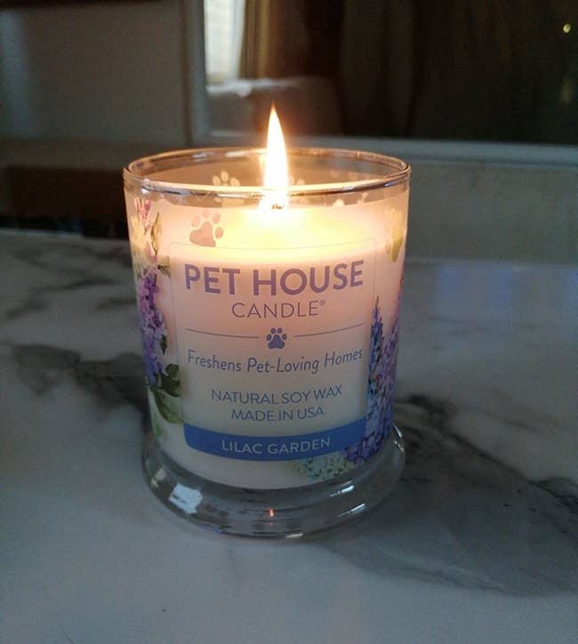 reviewer representation of a lit lilac plot odor eliminating candle