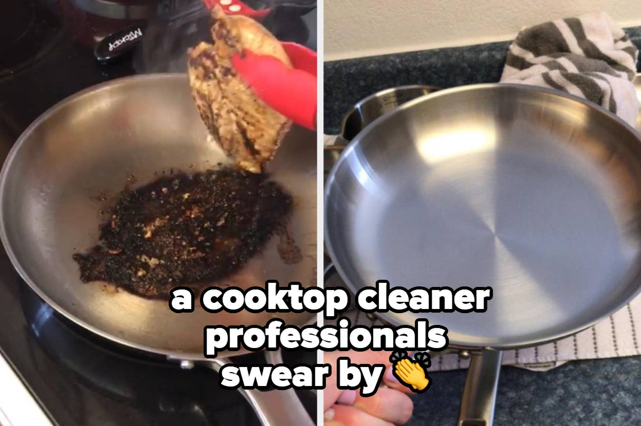 dirty pan and clean pan before and after 