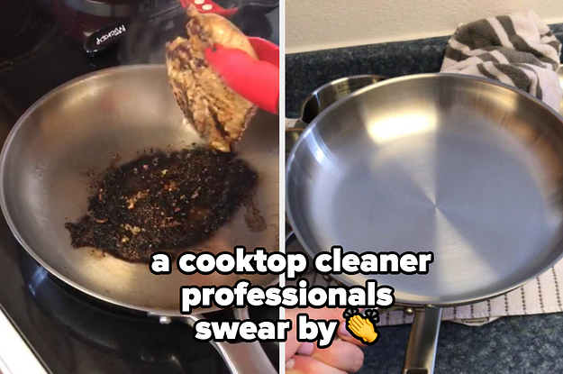 dirty pan and clean pan before and after