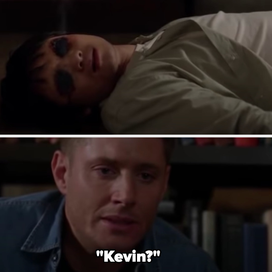 Dean asking "Kevin?" as he looks as Kevin with burned out eyes