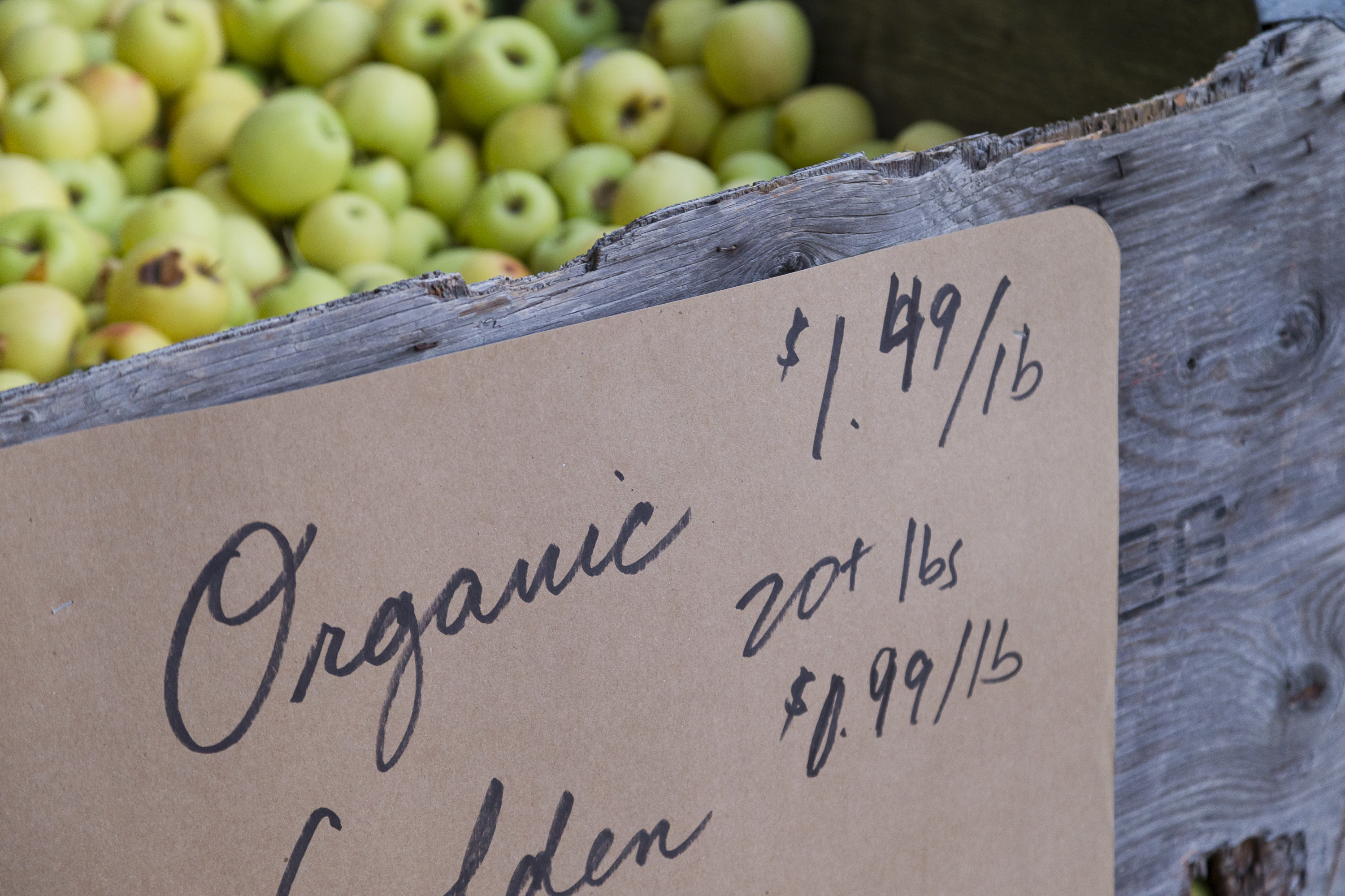 Box of organic apples