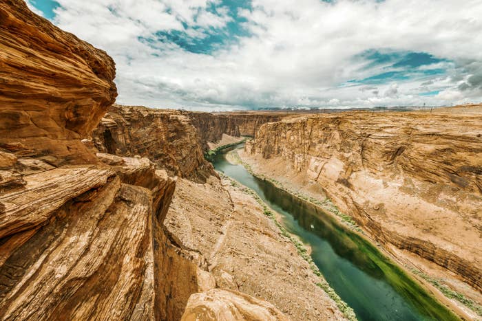 The Grand Canyon with clouds above it