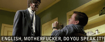 Jules shouting &quot;english motherfucker, do you speak it&quot; in Pulp Fiction