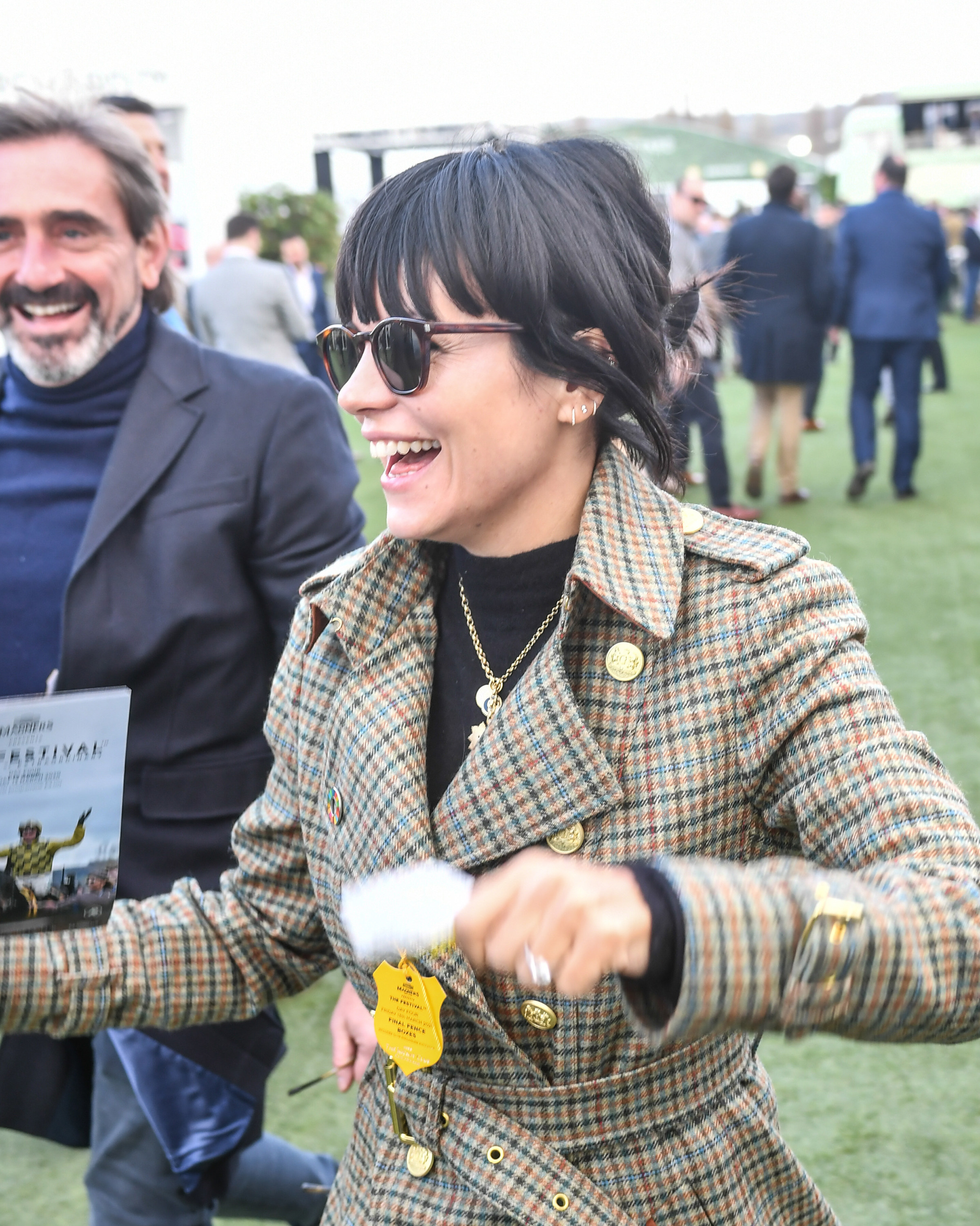 Lilly Allen is pictured smiling at a horse racing festival in 2020