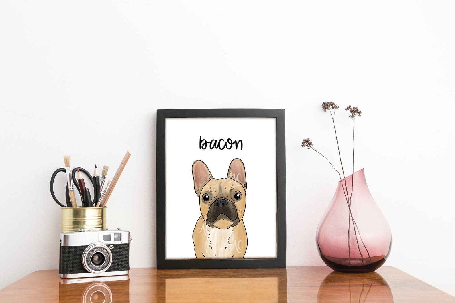 personalized pet portrait of a french bulldog
