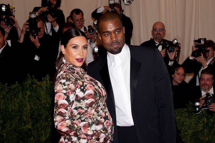 A pregnant Kim with Kanye at the Met Gala